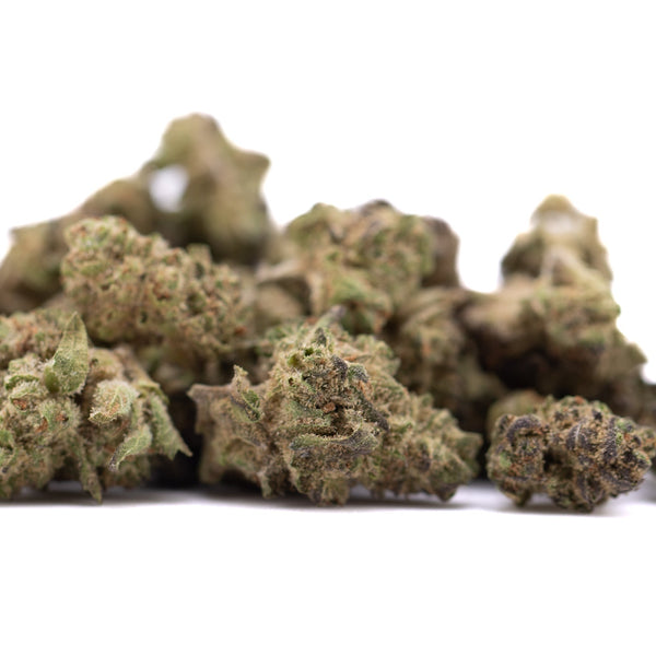 Premium Deep Space THCa hemp flower buds with trichomes