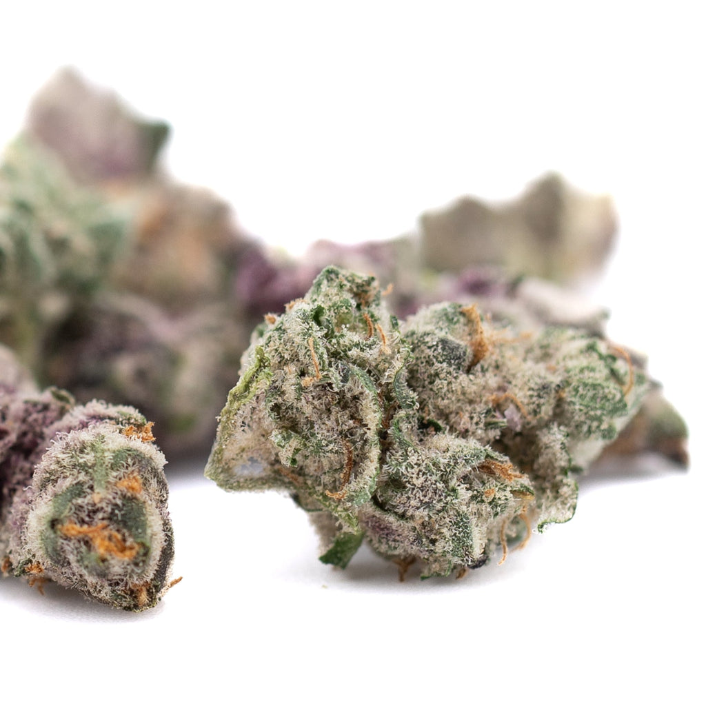 Trichome-covered cannabis buds from Lung Buster Indoor THCa Flower Smalls Dark Jokerz